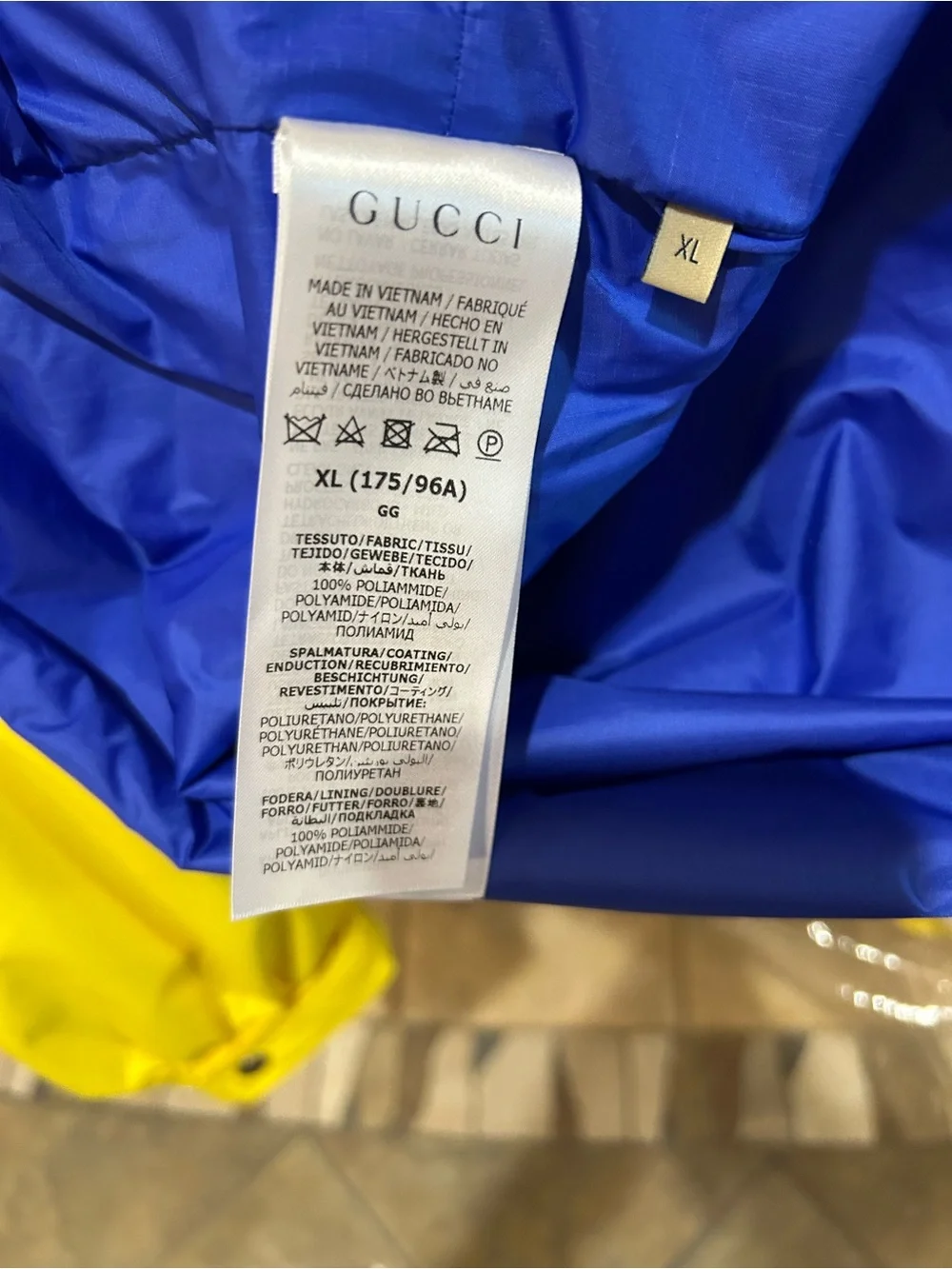 Men's Gucci X Northface techno, hooded rain, jacket size XL